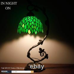 Tiffany Style Lamp Green Wisteria Stained Glass Table Desk Reading Light, Metal