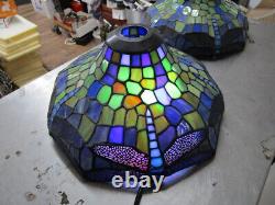 Tiffany Style Lamp Shade Dragonfly Stained Glass Blue & Green Multicolor