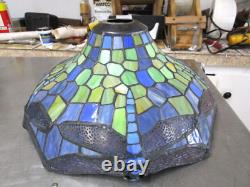 Tiffany Style Lamp Shade Dragonfly Stained Glass Blue & Green Multicolor