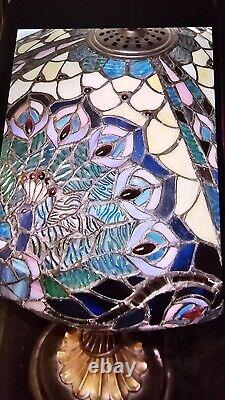 Tiffany Style Lamp Stained Glass Peacock Design