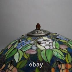 Tiffany Style Leaded Stained Glass Lamp with Flower & Cardinal Pattern 20th