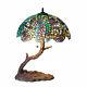 Tiffany Style Light Desk Bed Room Tree Lamp Antique Look Den Stained Glass Theme