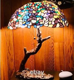 Tiffany Style Light Desk Bed Room Tree Lamp Antique Look Den Stained Glass Theme