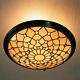 Tiffany Style Light Semi Flush Mount Stained Glass Ceiling Lamp With Bowl Shade