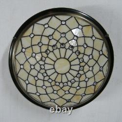 Tiffany Style Light Semi Flush Mount Stained Glass Ceiling Lamp with Bowl Shade