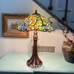 Tiffany Style MONSTERA LEAF Stained Glass 24 Table Desk Lamp 16 Shade Colorful