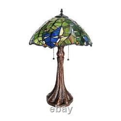 Tiffany Style MONSTERA LEAF Stained Glass 24 Table Desk Lamp 16 Shade Colorful