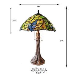 Tiffany Style MONSTERA LEAF Stained Glass 24 Table Desk Lamp 16 Shade Colorful