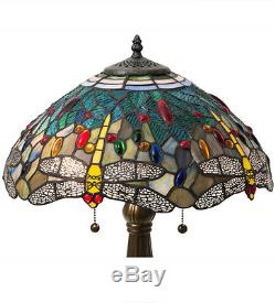Tiffany Style Meyda Lighting 119650 Dragonfly Stained Glass Table Lamp 16 Shade