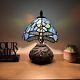 Tiffany Style Mini Table Lamp Blue Stained Glass Dragonfly Led Bulb Include H12