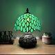 Tiffany Style Mini Table Lamp Green Stained Glass Leaves Led Bulb Include 12h
