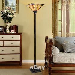 Tiffany-Style Mission 1-Light Torchiere Floor Lamp with 14 Shade Home Decoration