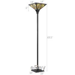 Tiffany-Style Mission 1-Light Torchiere Floor Lamp with 14 Shade Home Decoration