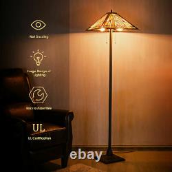 Tiffany-Style Mission 2 Light Floor Lamp with 18 Stained Glass Shade Home Decor