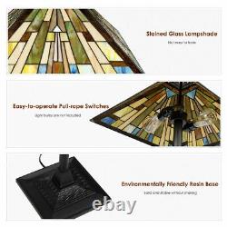 Tiffany-Style Mission 2 Light Floor Lamp with 18 Stained Glass Shade Home Decor