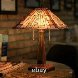 Tiffany-Style Mission 2-Light Table Lamp with16 Stained Glass Lampshade Home