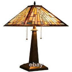 Tiffany-Style Mission 2-Light Table Lamp with16 Stained Glass Lampshade Home