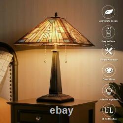 Tiffany-Style Mission 2-Light Table Lamp with16 Stained Glass Lampshade Home