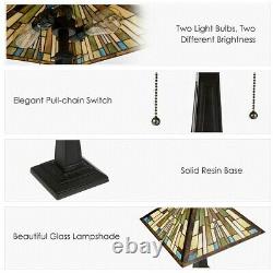 Tiffany-Style Mission 2-Light Table Lamp with16 Stained Glass Lampshade Home