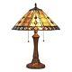 Tiffany Style Mission 2-lite Table Lamp Brown Yellow Stained Glass Bronze Finish