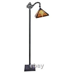 Tiffany Style Mission Arts & Crafts Reading Stained Glass Floor Lamp Retro