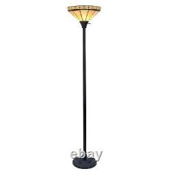 Tiffany Style Mission Design Stained Glass Torchiere Floor Lamp