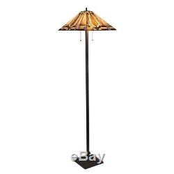 Tiffany Style Mission Reading Floor Lamp Vintage Handmade Stained Glass Shade