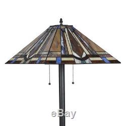 Tiffany Style Mission Reading Floor Lamp Vintage Handmade Stained Glass Shade