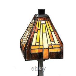 Tiffany Style Mission Stained Glass Bronze Finish Table Desk Reading Lamp 12in H