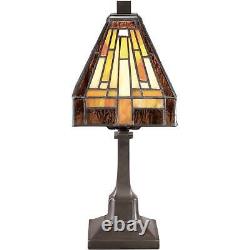 Tiffany Style Mission Stained Glass Bronze Finish Table Desk Reading Lamp 12in H