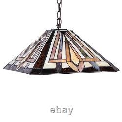 Tiffany Style Mission Stained Glass Hanging Ceiling Pendant Light Lamp 16 Shade