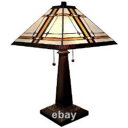 Tiffany Style Mission Table Lamp Handcrafted Stained Glass Accent Lamp