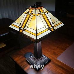 Tiffany Style Mission Table Lamp Handcrafted Stained Glass Accent Lamp