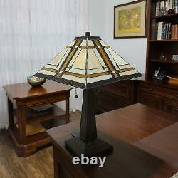 Tiffany Style Mission Table Lamp Handcrafted Stained Glass Accent Lamp