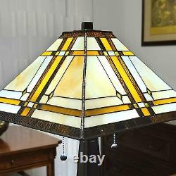 Tiffany Style Mission Table Lamp Handcrafted Stained Glass Accent Lamp