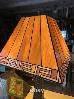 Tiffany Style Mission Table Lamp Handcrafted Stained Glass Accent Lamp 28 TALL