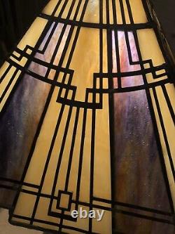 Tiffany Style Mission Table Lamp Stained Glass Beautiful 18 Tall
