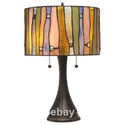 Tiffany Style Modern Stained Glass Table Lamp 2 Lights 21in Tall