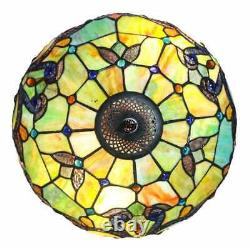 Tiffany Style Multicolored Double-Lit Stained Glass Reading Accent Table Lamp