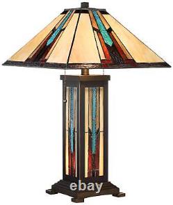 Tiffany Style Night Light Table Lamp with Table Top Dimmer Stained Glass Bedroom