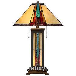 Tiffany Style Night Light Table Lamp with Table Top Dimmer Stained Glass Bedroom