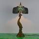 Tiffany Style Peacock Bedroom Lamp Table Lamp Led Stained Glass Shade Desk Lamp