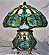 Tiffany Style Peacock Design Stained Glass Table Lamp With Lighted Base