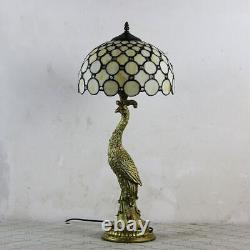 Tiffany Style Peacock Floor Lamp Table Lamp LED Stained Glass Shade Desk Lamp