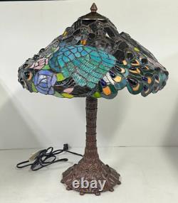 Tiffany Style Peacock Table Lamp New