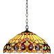 Tiffany Style Pendant Ceiling Lamp Hanging Fixture Amber Stained Glass 18 Wide