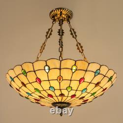 Tiffany Style Pendant Fixture Hanging Pendant Lamp Stained Glass Ceiling Light