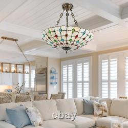 Tiffany Style Pendant Fixture Hanging Pendant Lamp Stained Glass Ceiling Light