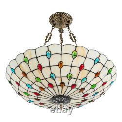Tiffany Style Pendant Fixture Hanging Pendant Lamp Stained Glass Ceiling Light