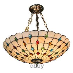 Tiffany Style Pendant Light Stained Glass Peacock Shade Chandelier Ceiling Lamp